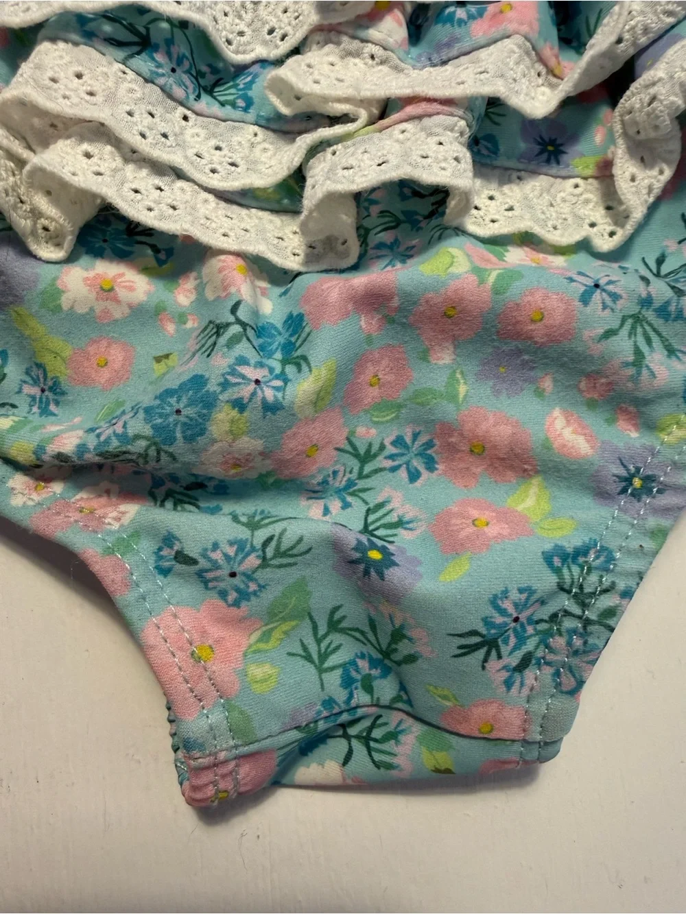 Floral Aqua Ruffle Two-Piece Kids Swim Set